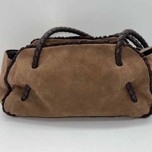 Furla Suede Bag with Braided Handles RARE - Picture 1 of 13